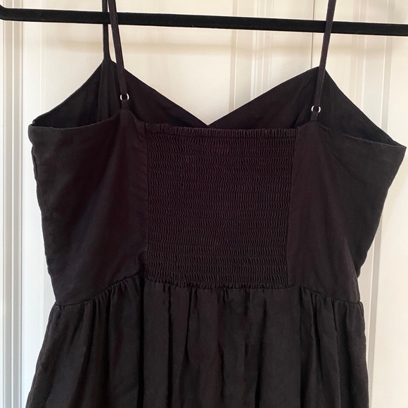 Black linen button-up midi dress - Picture 3 of 4
